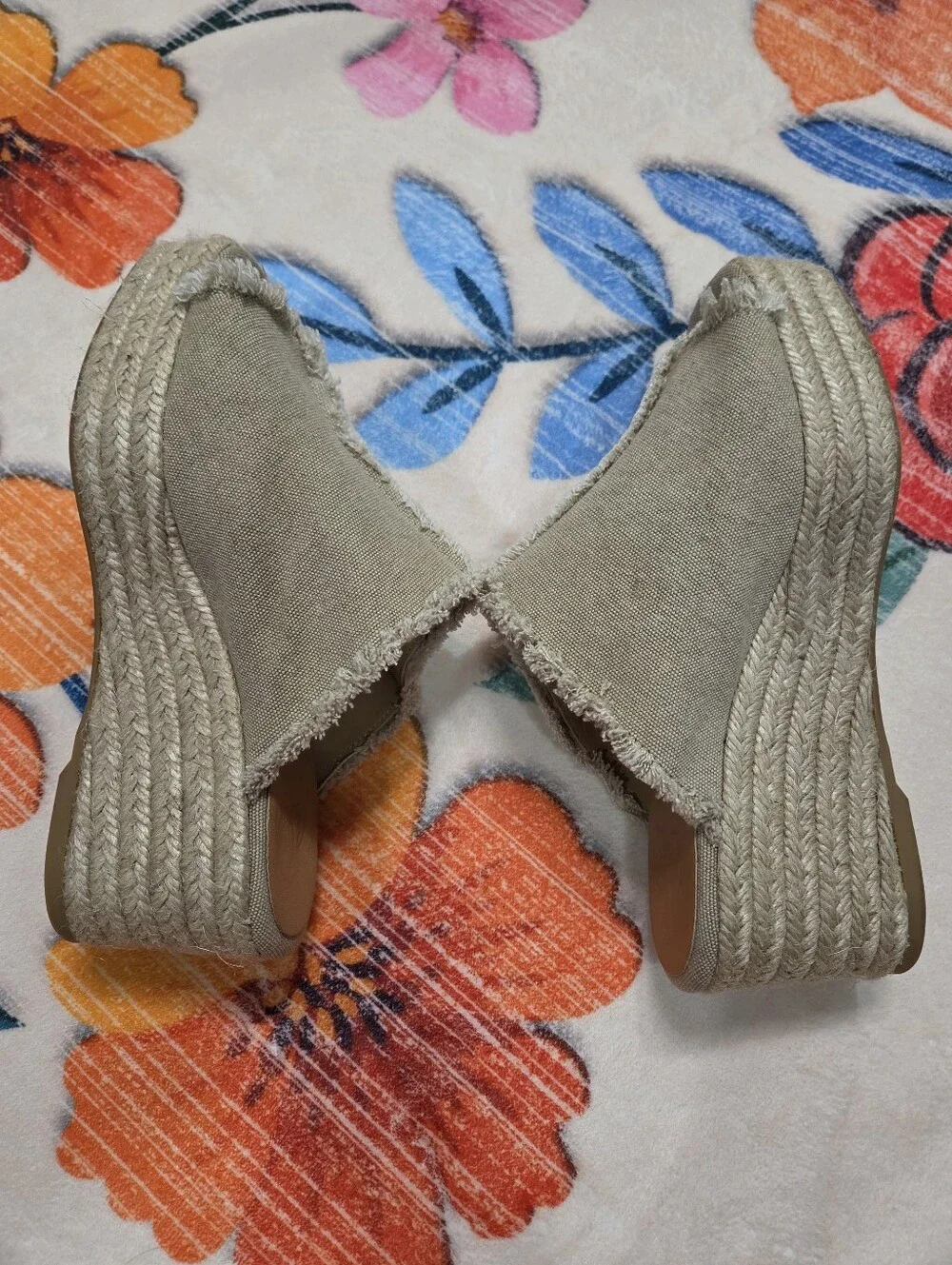 Castaner Queral Frayed Canvas Espadrille Wedge Size 37/6.5